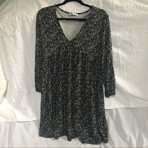 Pull & Bear Black White Floral Smock Mini Dress